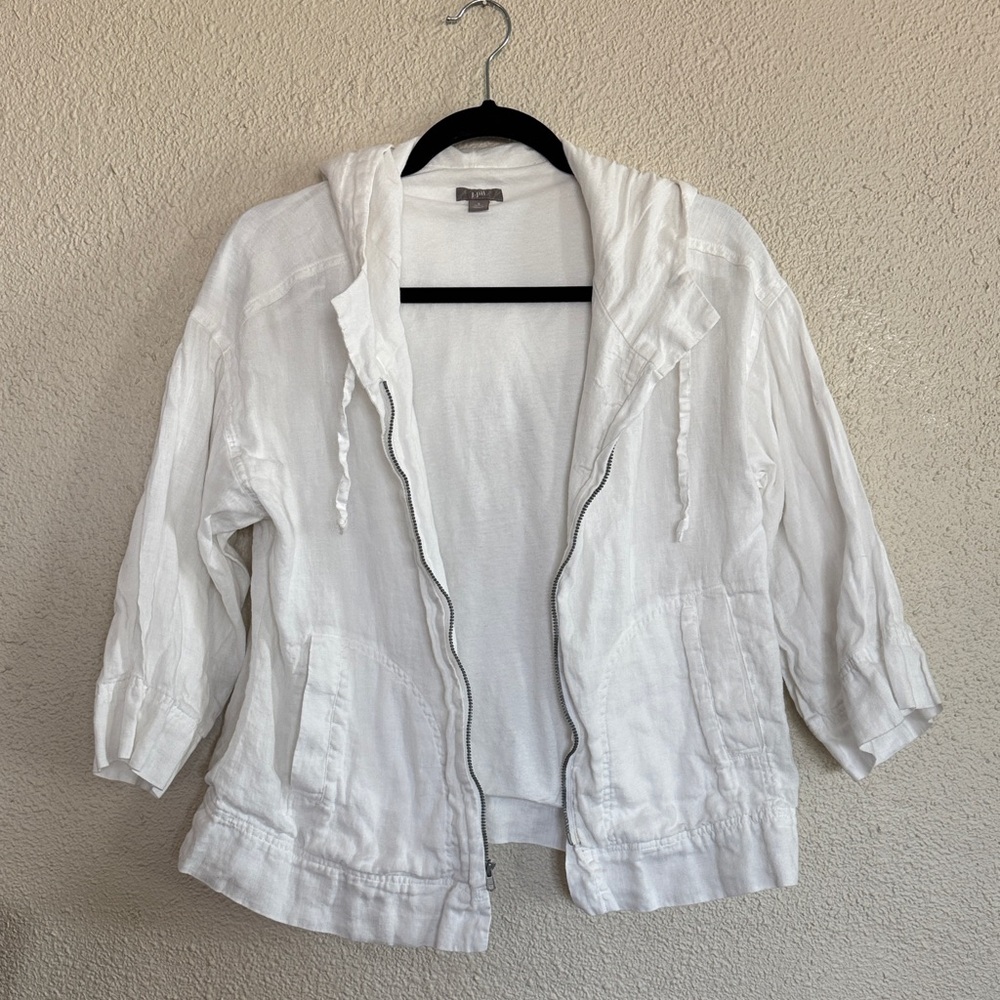 J. Jill White Hooded Utility Jacket with Zip Front